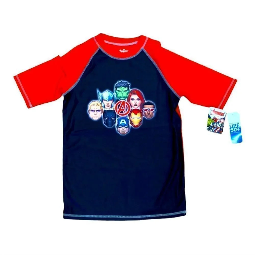 Marvel Avengers Rash Guard Swim Top Shirt